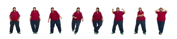 Homem com excesso de peso isolado no branco — Fotografia de Stock