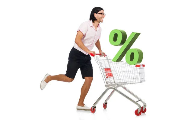 Man i försäljning och rabatt Shopping koncept — Stockfoto