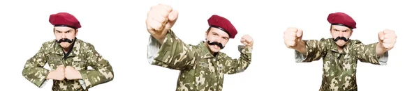 Αστείος στρατιώτης με στρατιωτική αντίληψη — Φωτογραφία Αρχείου