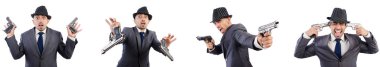 Tabanca ile takım elbiseli Genç gangster 