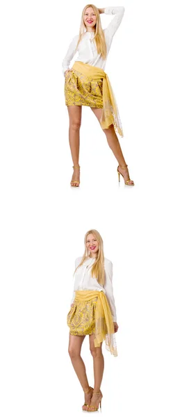 Collage de mujer en look de moda aislado en blanco —  Fotos de Stock