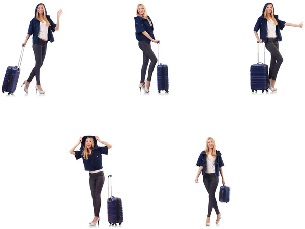 여행 가방을 들고 있는 아름다운 여성 — 스톡 사진