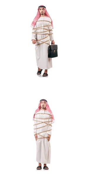 Arab man tied up with rope — Stock Photo, Image