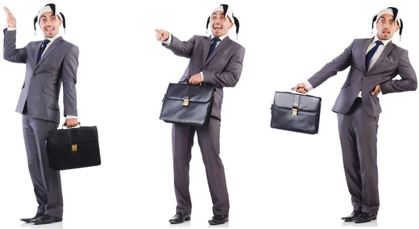 Divertido payaso hombre de negocios con maletín — Foto de Stock