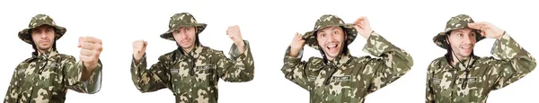 흰 바탕에 고립 된 재미있는 군인 — 스톡 사진