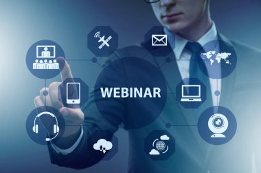 İşadamı online webinar kavram