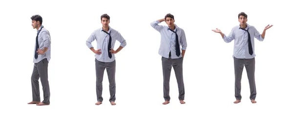 Joven hombre de negocios descalzo aislado en blanco —  Fotos de Stock