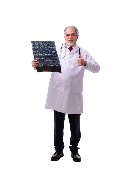 Old male doctor isolated on white — Stock Photo, Image