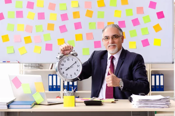 Altenpfleger in widersprüchlichem Prioritätenkonzept — Stockfoto