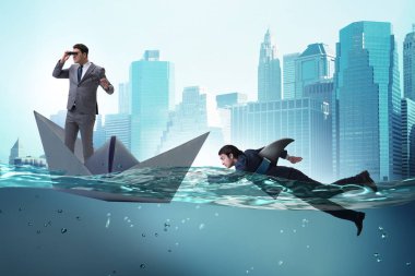 İşadamları köpekbalığı ile rekabet kavramı içinde