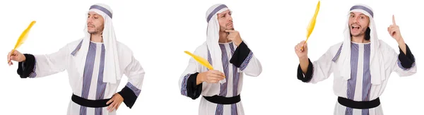 Arap adam beyaz izole kalem ile — Stok fotoğraf