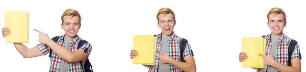 Jovem estudante isolado em fundo branco — Fotografia de Stock