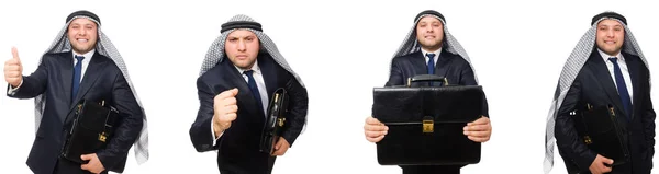 Arabische zakenman met werkmap geïsoleerd op wit — Stockfoto