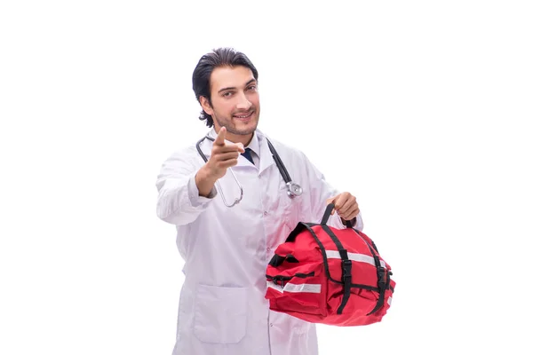 Giovane medico paramedico maschio isolato su bianco — Foto Stock