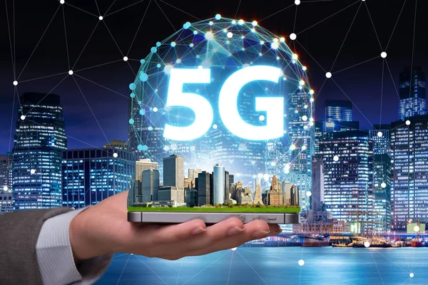 Conceito 5g de tecnologia de conexão à internet — Fotografia de Stock