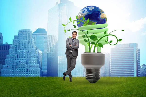 Concept of energy efficiency with lightbulb — Stock Photo, Image