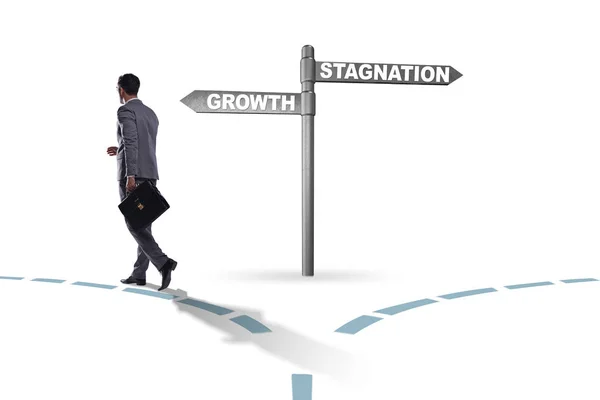 Koncepcja wyboru pomiędzy wzrostem a stagnacją — Zdjęcie stockowe
