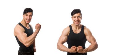 kaslı adam üzerinde beyaz izole