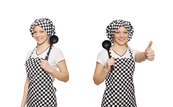 Woman cook isolated on the white background — Stock Photo, Image