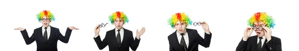 Clown zakenman geïsoleerd op wit — Stockfoto