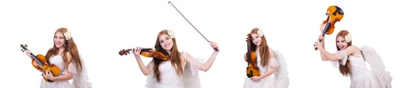 Jeune violoniste isolé sur blanc — Photo