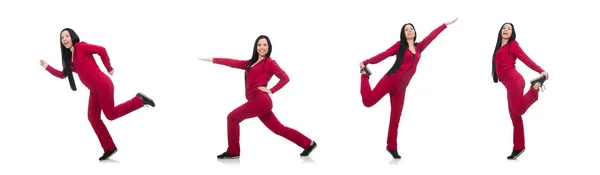 Woman doing exercises on white — Stock Photo, Image