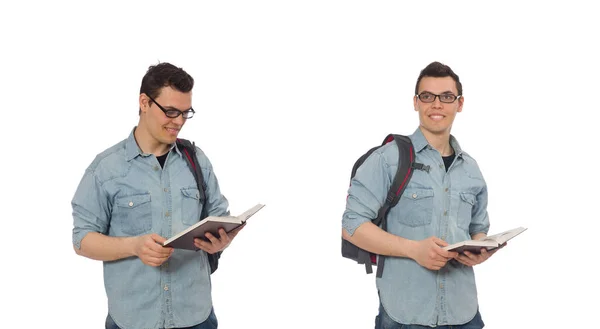 Joven estudiante aislado en blanco — Foto de Stock