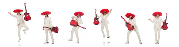 Guitarrista mexicano isolado em branco — Fotografia de Stock