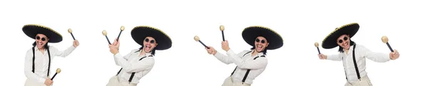 Divertido mexicano con maracas aisladas en blanco — Foto de Stock