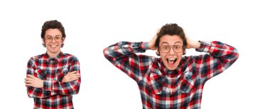 Beyaz tenli genç bir erkek öğrenci.