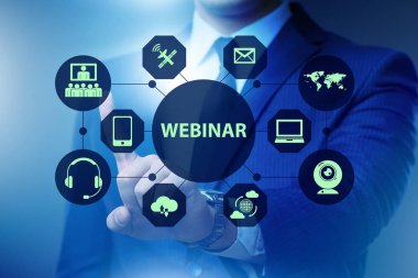İşadamı online webinar kavram