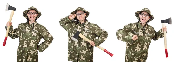 Collage of funny soldier photos — Stock Photo, Image