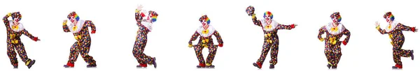 Lustiger männlicher Clown isoliert auf Weiß — Stockfoto