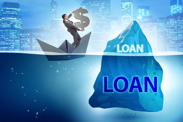 Concetto di debito e prestito con iceberg nascosto — Foto Stock