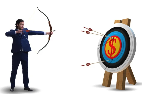 Hombre de negocios apuntando flecha con arco —  Fotos de Stock