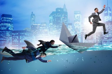 İşadamları köpekbalığı ile rekabet kavramı içinde