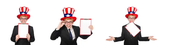 Man wearing hat with american symbols — Stock Photo, Image