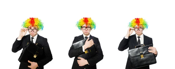 Clown affärsman isolerad på vitt — Stockfoto