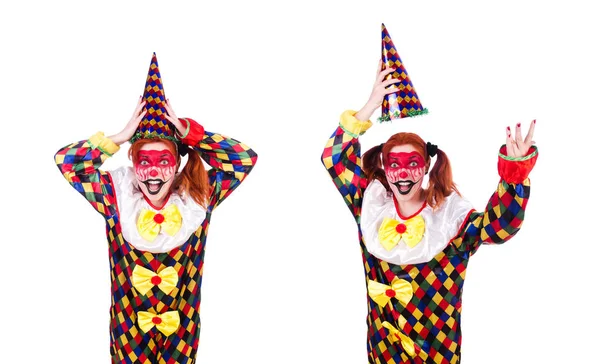 Clown dans le costume isolé sur blanc — Photo