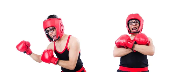 Boxeador divertido aislado en el fondo blanco — Foto de Stock