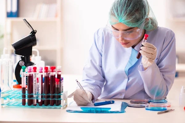 Química joven trabajando en el laboratorio — Foto de Stock