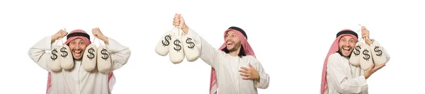 Арабский бизнесмен с мешками денег — стоковое фото