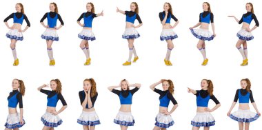 Amigo kız beyaz arka planda izole edilmiş.