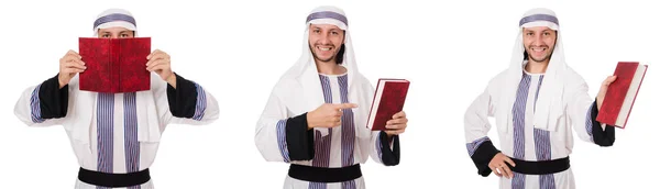 Araber mit Koran isoliert auf weiß — Stockfoto