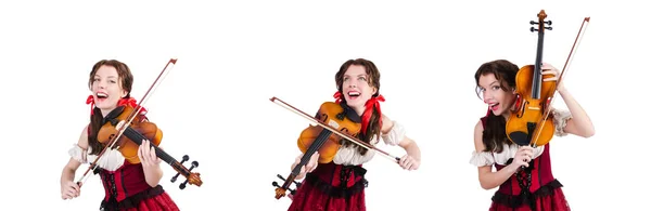 Mujer con violín aislado sobre blanco — Foto de Stock