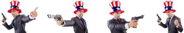 美国人的帽子和手枪 — 图库照片
