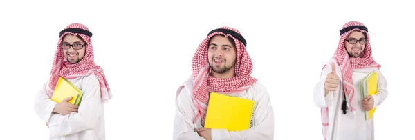 Youn arabo studente isolato su bianco — Foto Stock