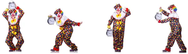 Buffo clown maschio con sveglia — Foto Stock