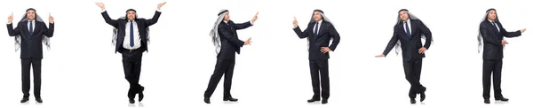 Hombre de negocios árabe en traje aislado en blanco — Foto de Stock