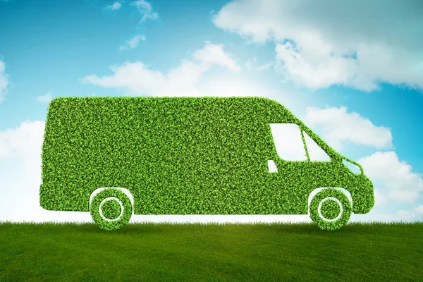 Yeşil düşük emisyonlu elektik araç konsepti - 3d render — Stok fotoğraf